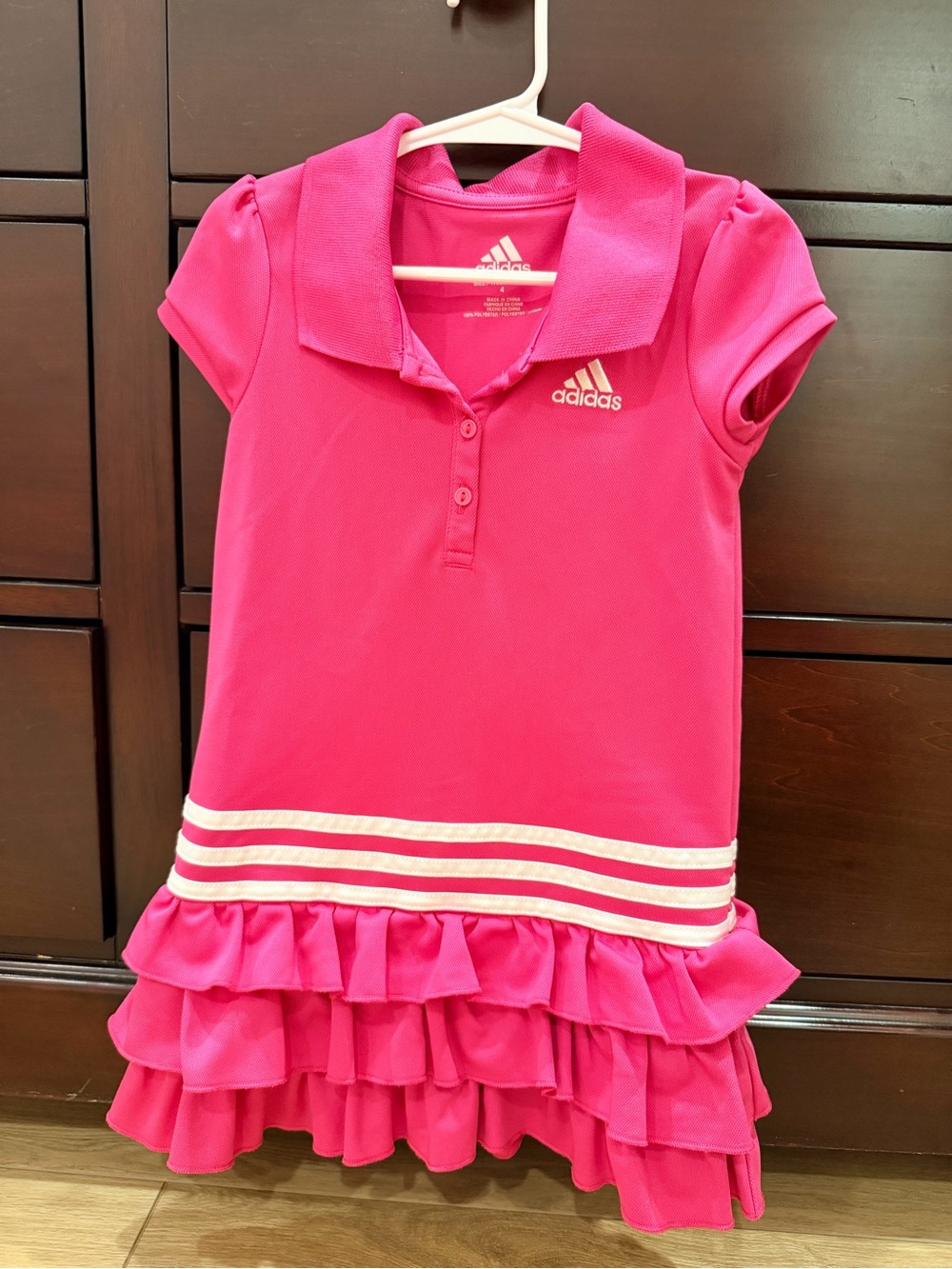 adidas Hot Pink Girls' Polo Dress with Ruffle Skirt